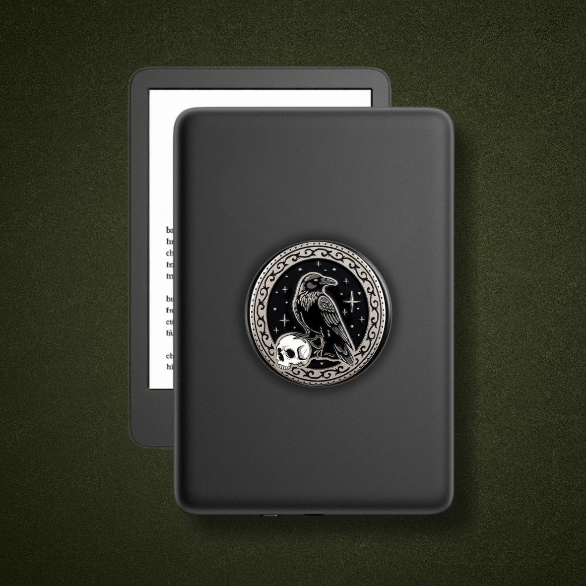 Magnetic Kindle & Phone Grip  - Nevermore Silver