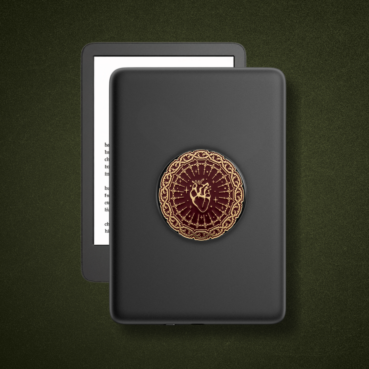 Magnetic Kindle & Phone Grip  - Wicked Heart Gold