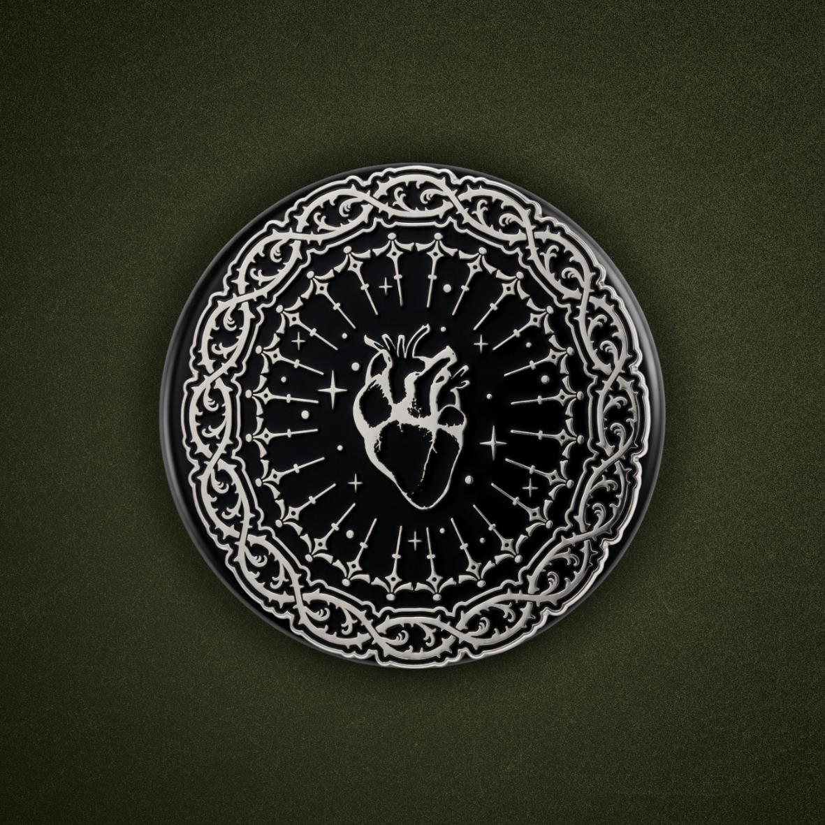 Magnetic Kindle & Phone Grip  - Wicked Heart Silver