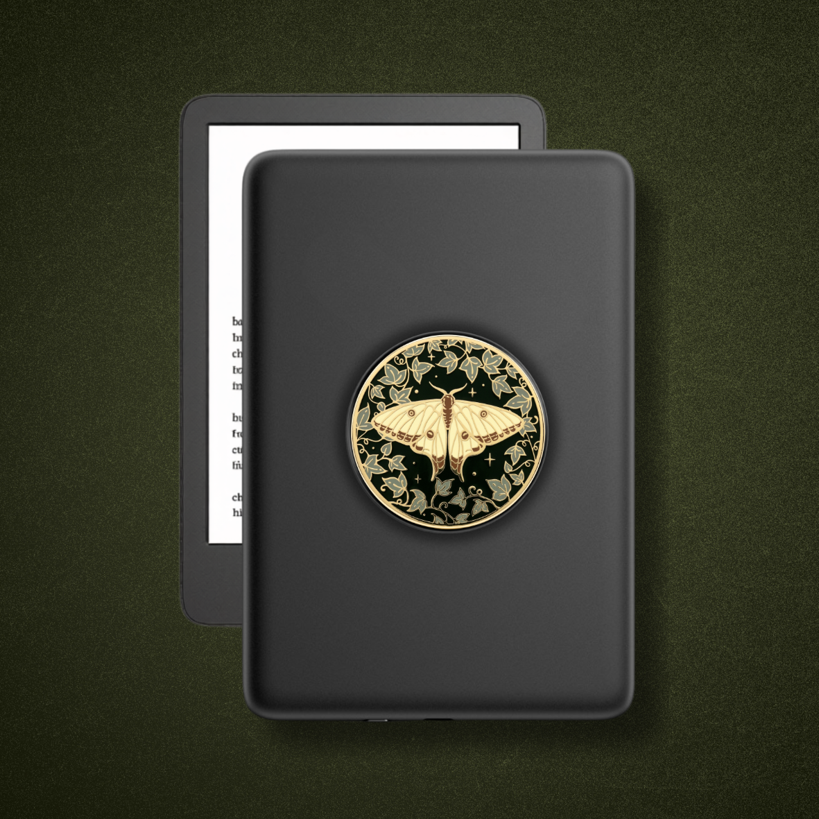 Magnetic Kindle & Phone Grip  - Wildwood Moth