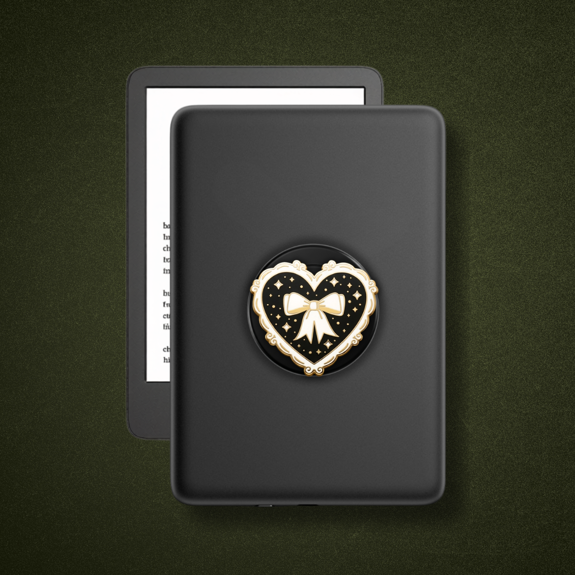 Magnetic Kindle & Phone Grip - Black Coquette
