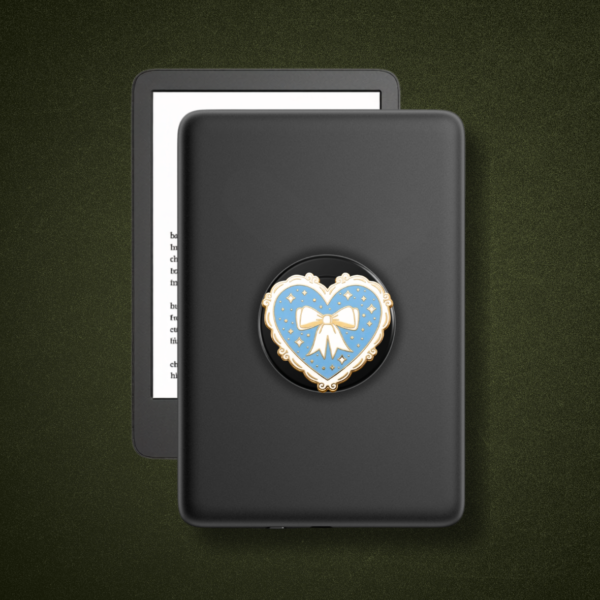 Magnetic Kindle & Phone Grip  - Blue Coquette