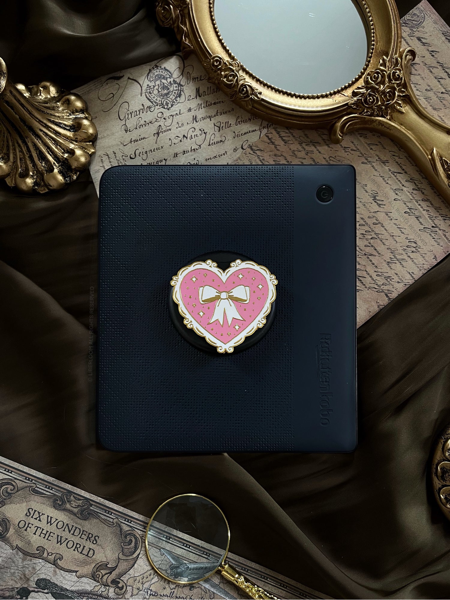 Magnetic Kindle & Phone Grip  - Pink Coquette