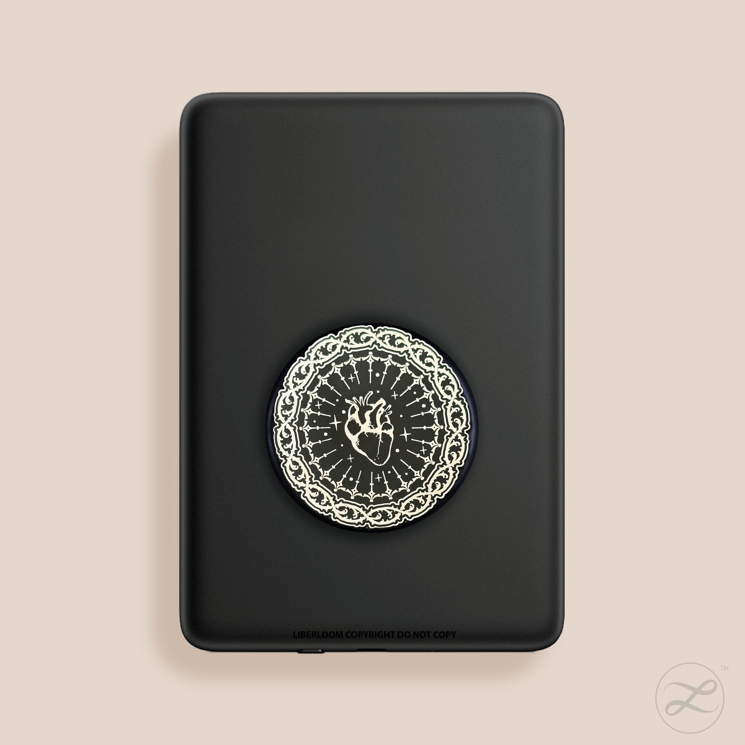 Magnetic Kindle & Phone Grip  - Wicked Heart Silver
