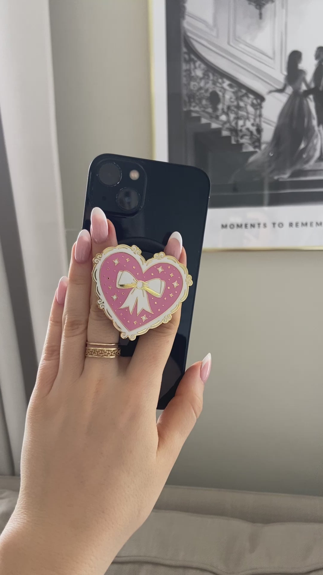 Magnetic Kindle & Phone Grip  - Pink Coquette